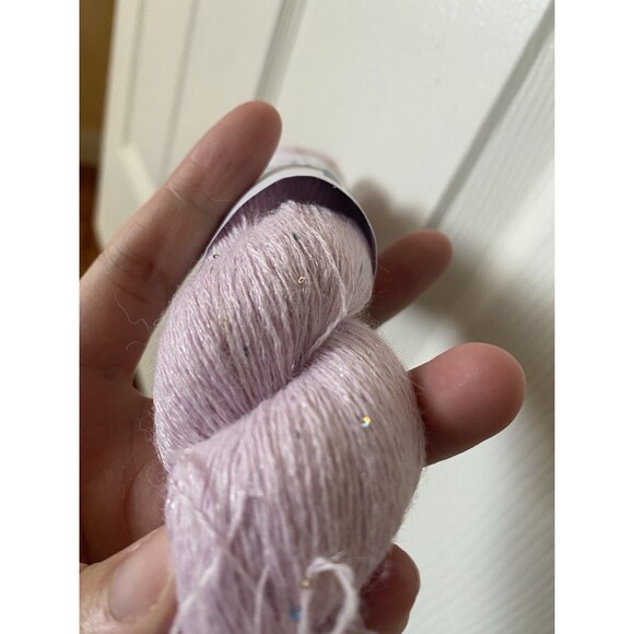 Fancy Soft 3 Skeins Yarn Light Purple Colorful Mini Sequins 150g #411 - Picture 4 of 5